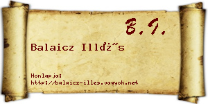 Balaicz Illés névjegykártya